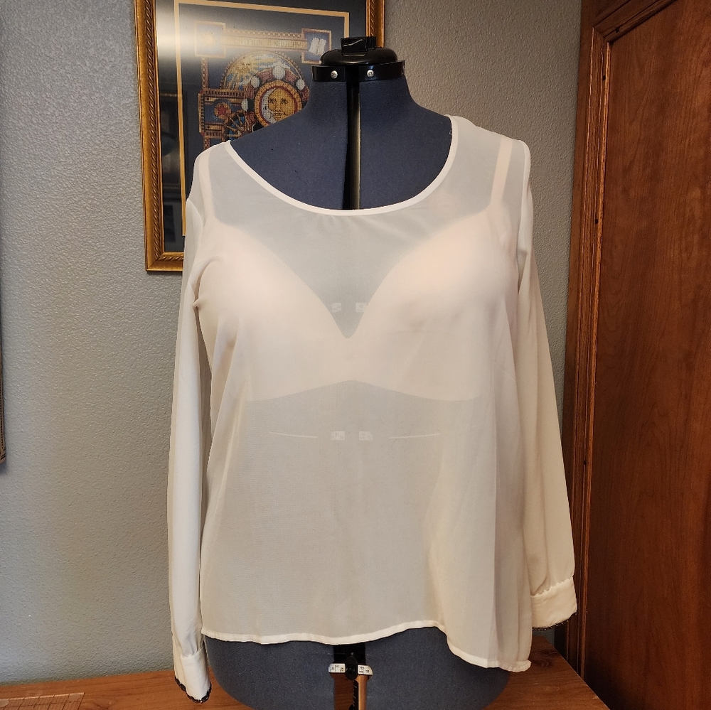Elegant Sheer White Hi-Low Cruel Blouse